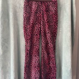 Velvet bell bottom, pink and black, leopard print pants. Size 3. Serious (brand)